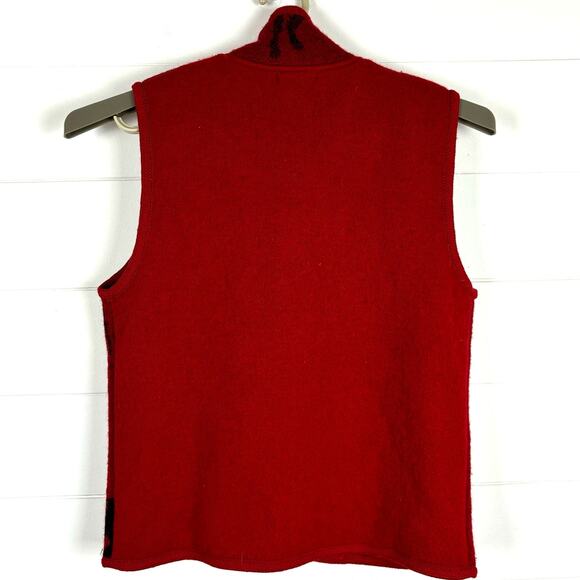 Tally-Ho Equestrian Horse Red Wool Vest Medium collar full zip Western Cowgirl - Picture 2 of 7